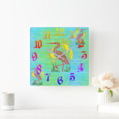 Tropische vogels vierkante klok (Huis)