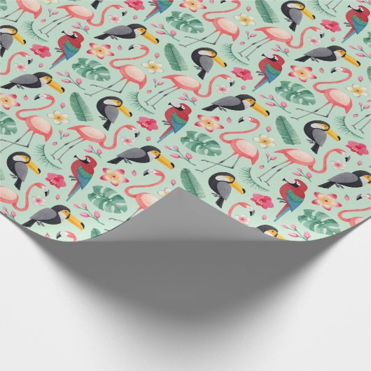 Tropische vogels, waterverven, bloemenmotief. cadeaupapier (Hoek)