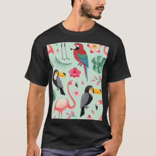 Tropische vogels, waterverven, bloemenmotief. t-shirt