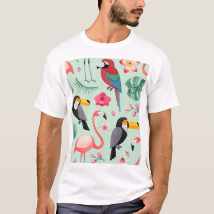 Tropische vogels, waterverven, bloemenmotief. t-shirt