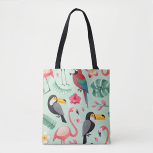 Tropische vogels, waterverven, bloemenmotief. tote bag