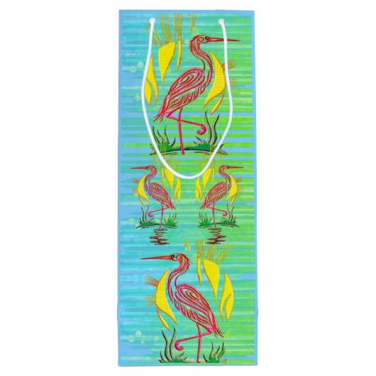 Tropische vogels wijn cadeautas (Achterkant)