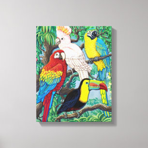 Tropische vogelschilderdoek canvas afdruk