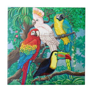 Tropische vogeltegel tegeltje
