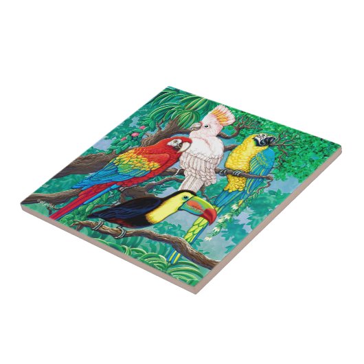 Tropische vogeltegel tegeltje (Zijkant)