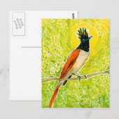 Tropische vogeltrek van de Indische Paradse Flycat Briefkaart (Voorkant / Achterkant)