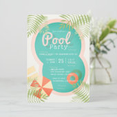 Tropische Volwassen Beige Pool Party Uitnodiging (Staand voorkant)