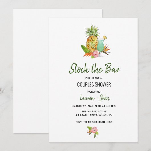 Tropische voorraad voor de doucheuitnodiging voor  aankondiging (Voorkant / Achterkant)