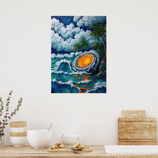 Tropische Vortex Beach Fantasy kunstwerk Poster (Keuken)