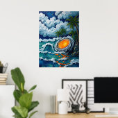 Tropische Vortex Beach Fantasy kunstwerk Poster (Thuiskantoor)