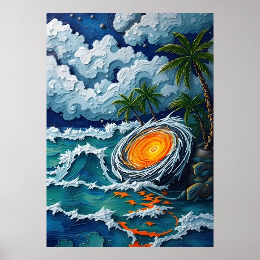Tropische Vortex Strand Fantasie Kunstwerk Poster (Voorkant)