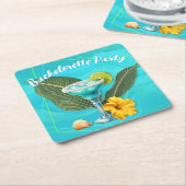 Tropische vrijgezellenfeest Blauwe golven Kartonnen Onderzetters (Schuin)