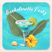 Tropische vrijgezellenfeest Blauwe golven Kartonnen Onderzetters (Voorkant)