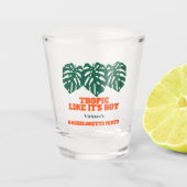 Tropische vrijgezellenfeest Glitter Monstera Shot Glas (Voorkant)
