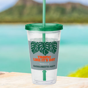 Tropische vrijgezellenfeest Groene Monstera Leaves Acryl Drinkbeker