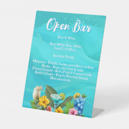 Tropische vrijgezellenfeest Open Bar-dranken Reclamebord Met Voetstuk