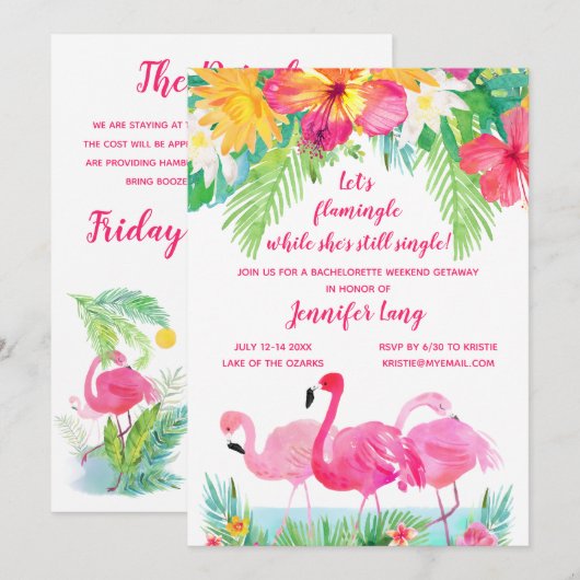 Tropische vrijgezellenfeest weekend weg kaart (Voorkant / Achterkant)