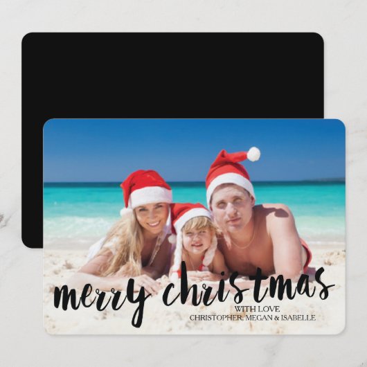 Tropische vrolijke kerst platte vakantie fotokaart feestdagenkaart (Voorkant / Achterkant)