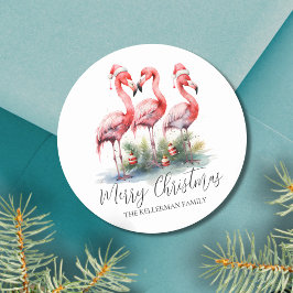 Tropische vrolijke kerst ronde sticker