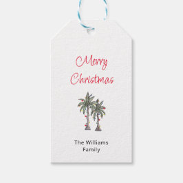 Tropische vrolijke kerstpalmbomen cadeaulabel