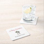 Tropische vrolijke kerstpalmbomen strand kartonnen onderzetters (Insitu)