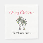 Tropische vrolijke kerstpalmbomen strand servet (Voorkant)