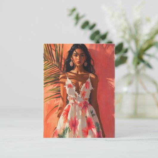 Tropische vrouw briefkaart (Staand voorkant)