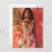 Tropische vrouw briefkaart (Voorkant / Achterkant)