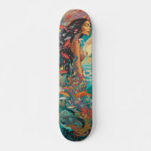 Tropische vrouw en vis persoonlijk skateboard (Voorkant)