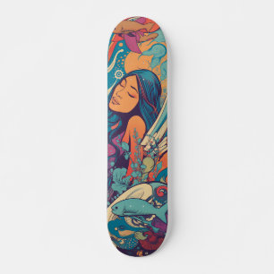 Tropische vrouw en vis persoonlijk skateboard
