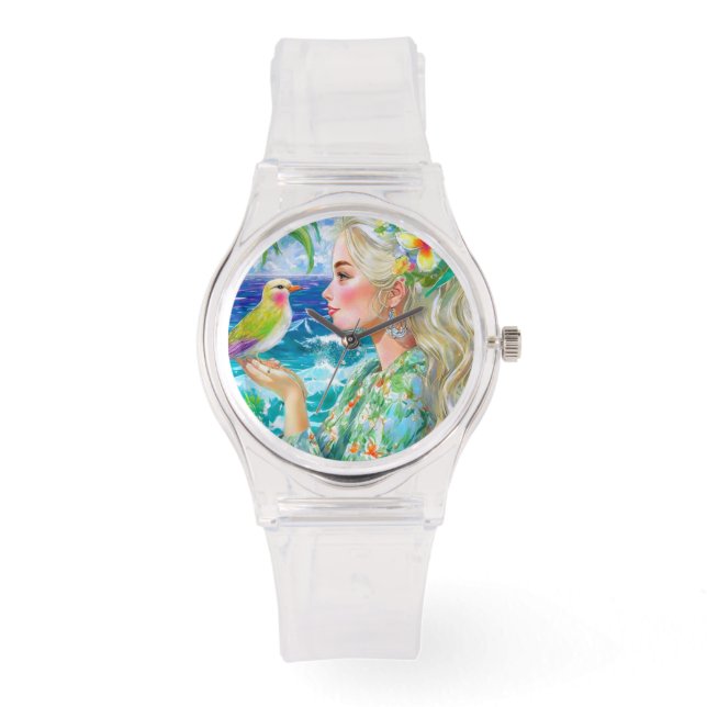 Tropische vrouw eWatch Horloge (Voorkant)