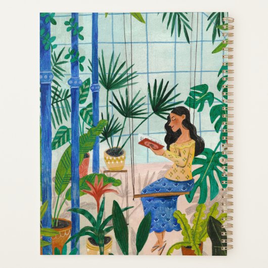 Tropische vrouw in afbeelding van broeikaseffect planner (Achterkant)