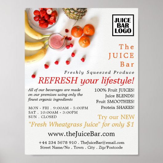 Tropische vruchten, Adverteren sappelbast Poster (Voorkant)