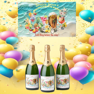 Tropische Vruchten Bachelorette Party Strandcockta Sparkling Wijnetiket