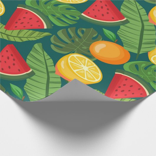 Tropische vruchten cadeaupapier (Hoek)