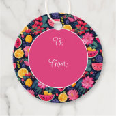 Tropische vruchten en bloemen bedankjes labels (Voorkant)