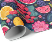 Tropische vruchten en bloemen cadeaupapier (Rol Hoek)