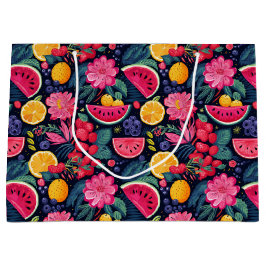 Tropische vruchten en bloemen groot cadeauzakje