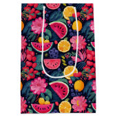 Tropische vruchten en bloemen medium cadeauzakje (Achterkant)