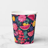 Tropische vruchten en bloemen papieren bekers (Achterkant)