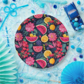 Tropische vruchten en bloemen papieren bordje (Feest)