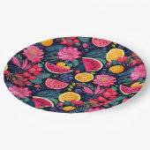 Tropische vruchten en bloemen papieren bordje (Gekanteld)