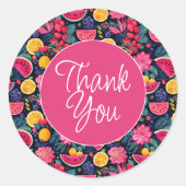 Tropische vruchten en bloemen ronde sticker (Voorkant)