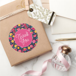 Tropische vruchten en bloemen ronde sticker