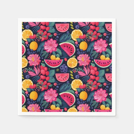 Tropische vruchten en bloemen servet (Voorkant)