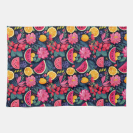 Tropische vruchten en bloemen theedoek