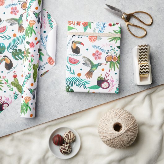 tropische vruchten en vogels cadeaupapier (Crafts)