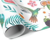 tropische vruchten en vogels cadeaupapier (Rol Hoek)