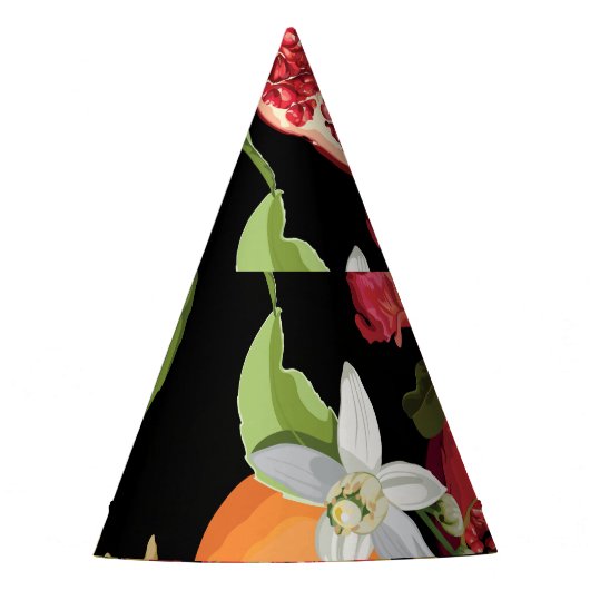 Tropische vruchten: exotische naadloze achtergrond feesthoedjes (Voorkant)