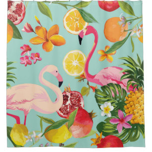 Tropische Vruchten Flamingo Patroon Douchegordijn